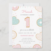 Une Donut One Anniversaire invitation rose (Devant)