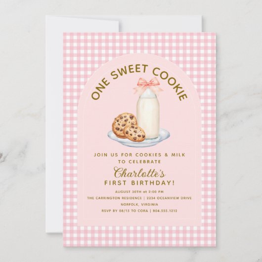 Une douce Cookie Girl première invitation annivers (Devant)