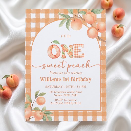 Une douce invitation d'anniversaire garçon gingham