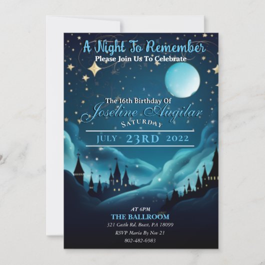 Une douce nuit étoilée 16 Invitation (Devant)