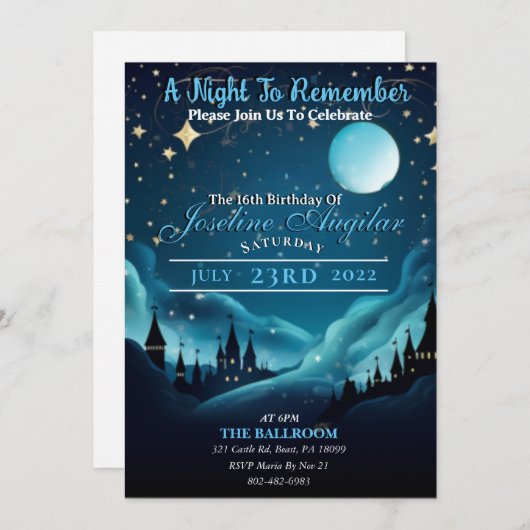 Une douce nuit étoilée 16 Invitation (Devant / Derrière)