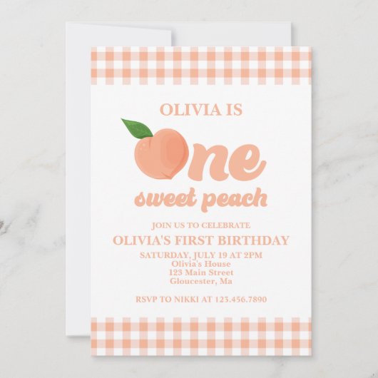 Une douce pêche Invitation d'anniversaire (Devant)