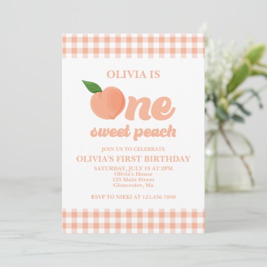 Une douce pêche Invitation d'anniversaire (Debout devant)