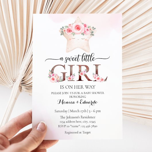 Une douce petite fille Baby shower invitation