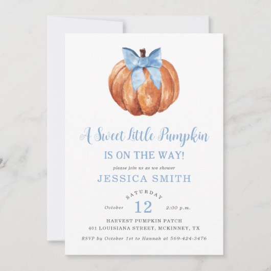 Une douce petite invitation au Baby shower Citroui (Devant)