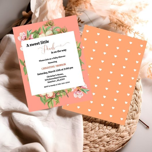 Une douce petite invitation au baby shower de pêch