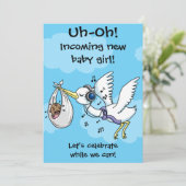 Une drôle de carte de baby shower de cigogne et de (Debout devant)