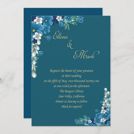 Une élégante invitation de mariage (Devant / Derrière)