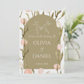 Une élégante invitation de mariage en vert olive (Debout devant)