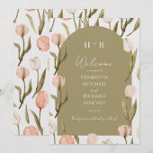 Une élégante invitation de mariage en vert olive (Devant / Derrière)