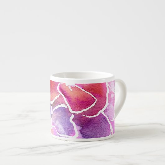 Une élégante Mug d'Espresso rose et mauve florale (Devant droit)
