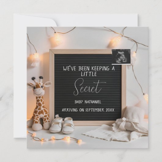 Une faire-part de grossesse en girafe en douceur a (Devant)