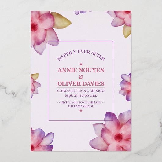 Une Faire-part de mariage Florale Simple Et Belle (Recto)