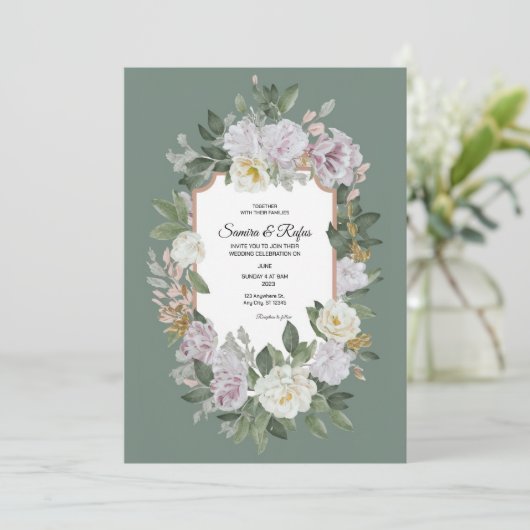 Une Faire-part de mariage traditionnelle délicate (Debout devant)