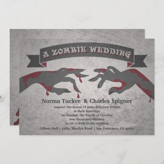 Une Faire-part de mariage zombie (Devant / Derrière)