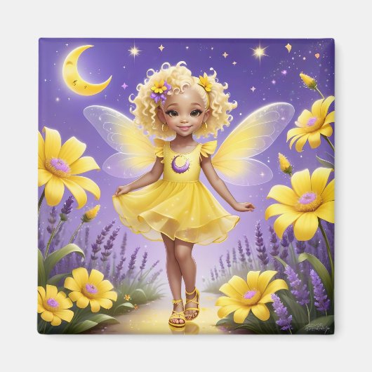 Une fée - Aimant jaune (Devant)