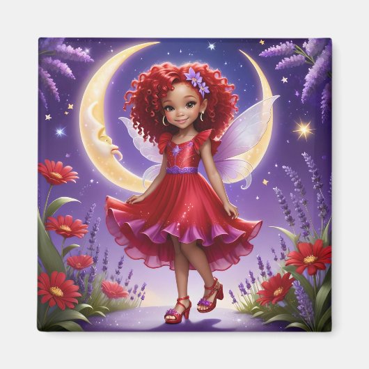 Une fée - Aimant rouge (Devant)