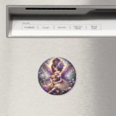 Une fée et son Lion Cub - Magnet pourpre (In Situ (Lave-vaisselle))