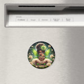 Une fée et son Lion Cub - Vert - Aimant (In Situ (Lave-vaisselle))