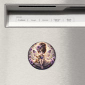 Une fée et son Lion Cub - violet - Aimant (In Situ (Lave-vaisselle))