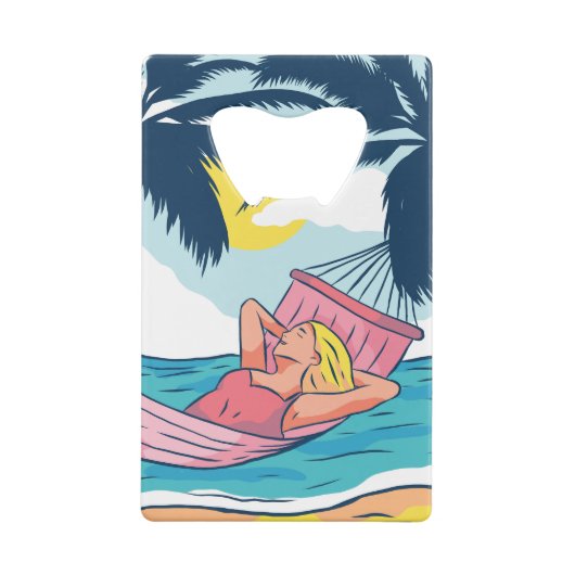 Une femme dans un hamac à la plage (Dos)