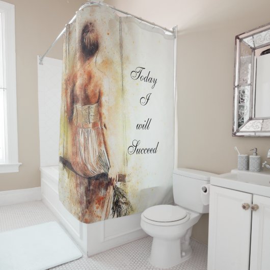 Une femme du rideau de douche sur un banc aujourd' (En situation)