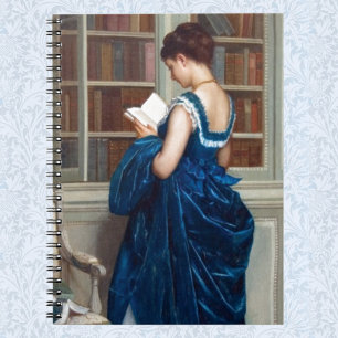 Une femme en bleu, lisant un livre