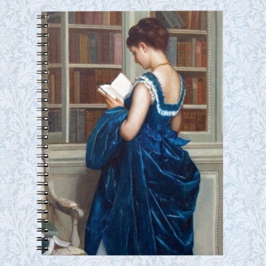 Une femme en bleu, lisant un livre