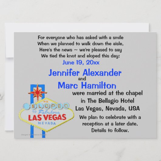 Une femme mariée à Las Vegas Faire-part (Dos)