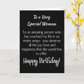 **UNE FEMME TRÈS SPÉCIALE** SUR VOTRE CARTE D'ANNI (Fleur jaune)