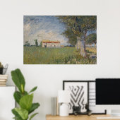 Une ferme dans un champ de blé Affiche (Bureau à domicile)