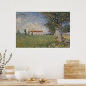 Une ferme dans un champ de blé Affiche (Cuisine)