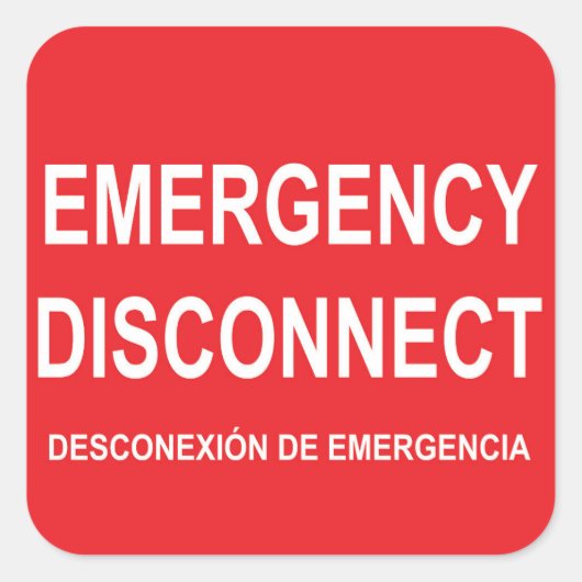 Une feuille de six Étiquettes de déconnexion d'urg (Devant)