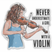 Une fille avec un autocollant de violon (Devant)
