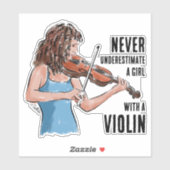 Une fille avec un autocollant de violon (Feuille)