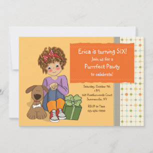Une fille d'anniversaire avec son chien Invitation