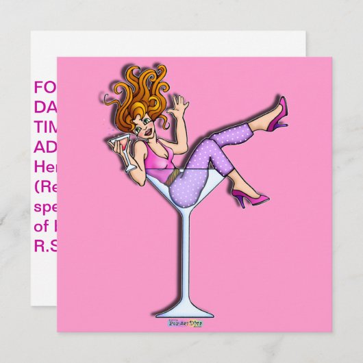 UNE FILLE DANS UNE INVITATION DE FÊTE MARTINI EN V (Devant / Derrière)