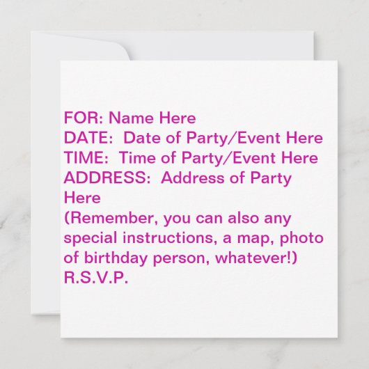 UNE FILLE DANS UNE INVITATION DE FÊTE MARTINI EN V (Dos)