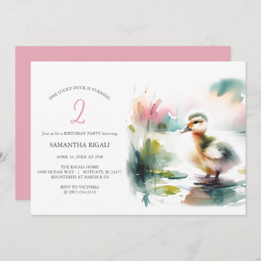 Une fille de canard chanceuse Invitations pour le (Devant / Derrière)