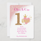 UNE FILLE D'UN AN ENFANT ANNIVERSAIRE INVITATION (Devant)