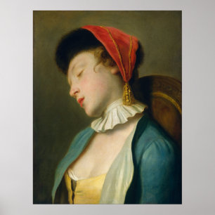 Une fille endormie - Affiche d'art fin Pietro Rota