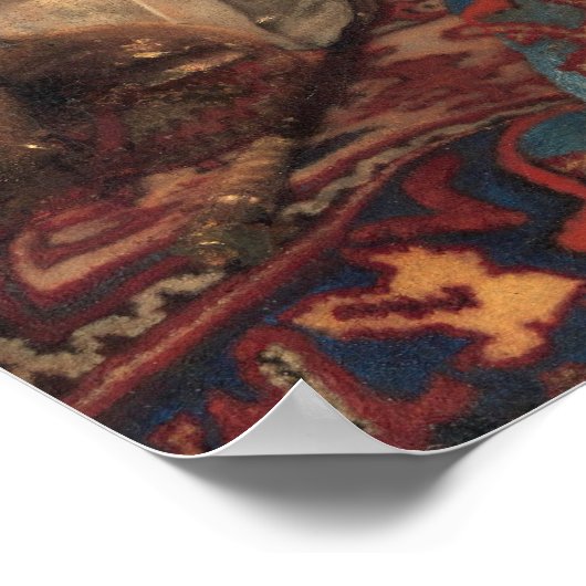 Une fille endormie par Johannes Vermeer - poster (Coin)