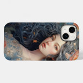 Une fille et plein de fleurs iPhone 14 Coque (Verso (horizontal))