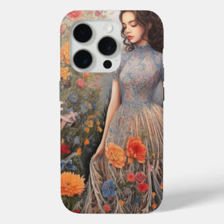 Une Fille Et Plein De Fleurs iPhone 15 Pro Coque