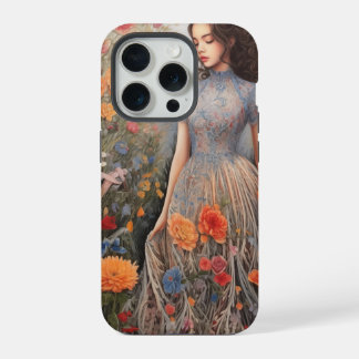 Une Fille Et Plein De Fleurs iPhone 15 Pro Coque