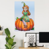Une fille Imaginaire sur une affiche Citrouille (Bureau à domicile)