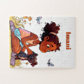 Une fille noire magnifique et son puzzle de la fur (Horizontal)