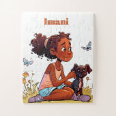 Une fille noire magnifique et son puzzle de la fur (Vertical)