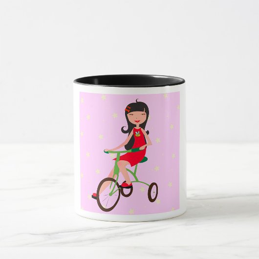Une Fille Qui Mène Une Mug À Vélo