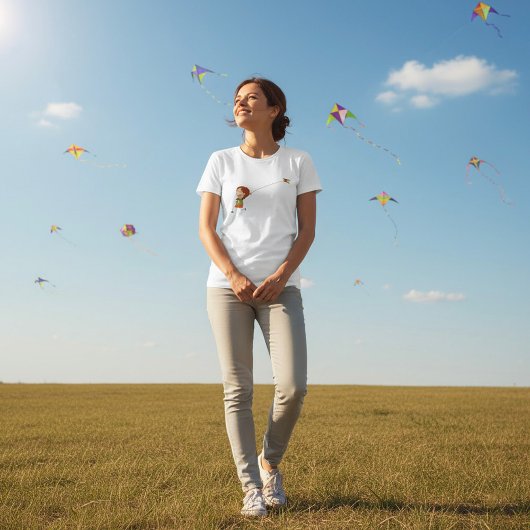 Une Fille Volant Un T-shirt Kite